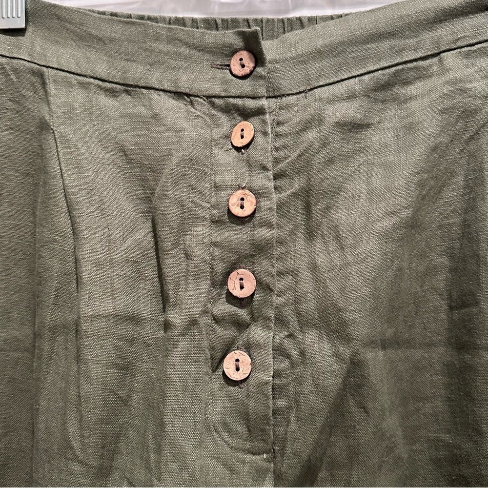 Grae Cove 100% Linen Thalia Button Fly Wide Leg‎ Palazzo Pants XL Green NWT - Picture 11 of 11